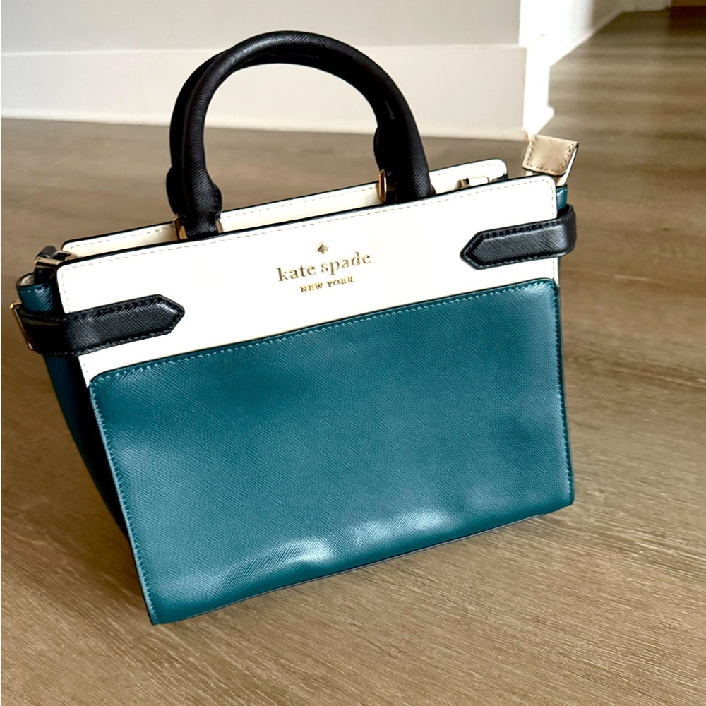 NWOT Kate Spade New York Medium Top Zip Satchel Crossbody Peacock Saphire